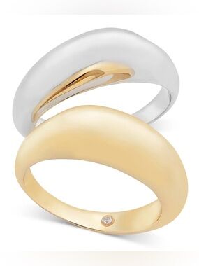 On 34th Two-Tone 2-Pc. Set Puffy Rings
